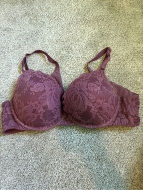 Torrid Curve Lace Maroon XO Plunge Push Up Bra Size 42C